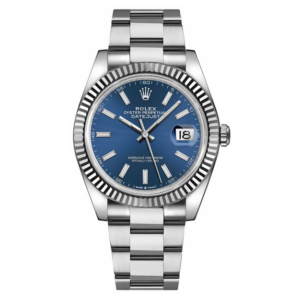 Datejust herenhorloge met blauwe wijzerplaat en Oyster-band, 41 mm