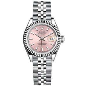 Lady-Datejust Roze Diamant Wijzerplaat Jubilee Armband Horloge 28 mm