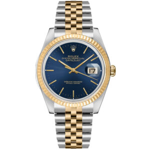 Datejust in goud en staal met blauwe wijzerplaat, 36 mm