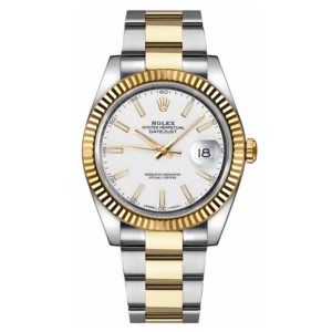 Datejust Witte Wijzerplaat Heren Goud & Staal 41 mm