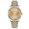 Datejust met champagnekleurige wijzerplaat en diamanten, 36 mm